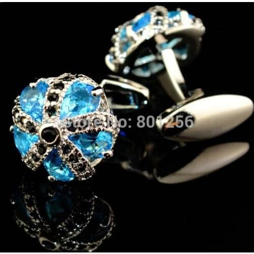 Quality 3colours Option blue/black/muti Crown Style Hotsale Copper Material Abotoadura WholesaleCuff Links