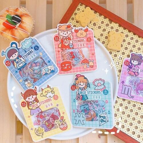 Yisuremia 40 Sheets/Pack Kawaii Decorative Sticker Scrapbooking Journal Planner DIY School Stationery Cartoon Sealing Sticker