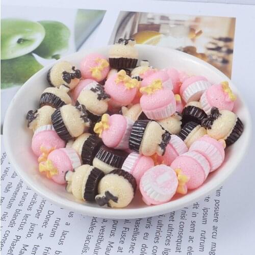 100pcs/lot 14X14mm Cute Resin Cake With Bow Cabochon For Moble Case Earring Jewellery DIY Decorative Embellishment