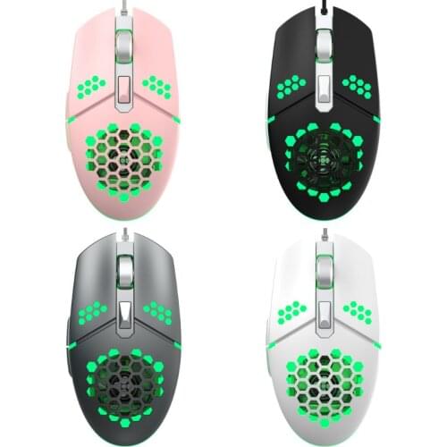 2000DPI Adjustable 6 Buttons Gamer USB Wired Honeycomb Optical Mouse Hollow-out RGB Gaming Mice with Fan for PC Laptop