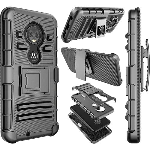 3 in 1 Armor Shockproof Case For Moto Edge+ E5 E5 Plus E5 Play Go E6 E6 Play Case Belt Clip kickstand Full Protection Cover