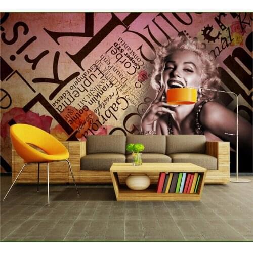 3D Mural Marilyn Monroe Wallpaper Embossed Wall Art Nostalgic KTV Bedroom Background Wall Covering Vintage papel parede Quarto