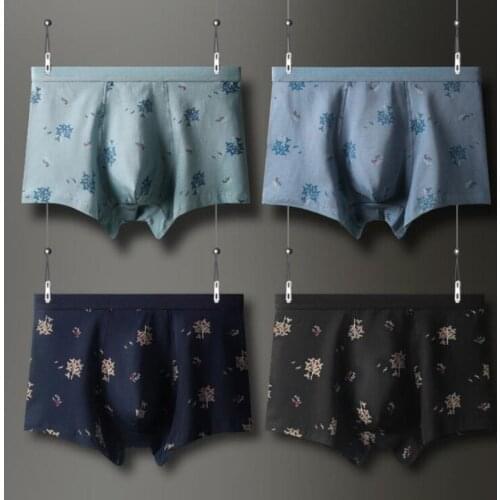 4pcs/lot Mens Underwear Cotton Boxers Man Breathable Panties Solid Print Shorts Brand Underpants