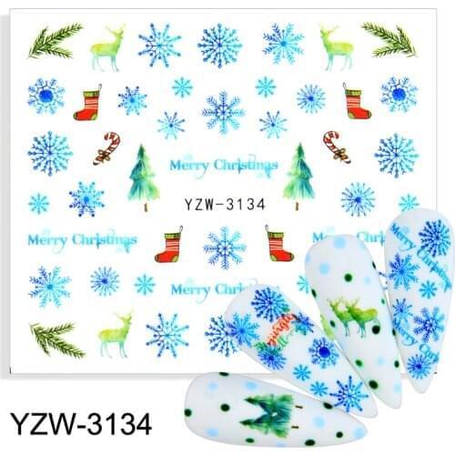 WUF 4PCS/Lot New Water Nail Stickers Snowflake Nail Art Water Transfer Stickers Decals Watermark Tattoo Manicure Decorations