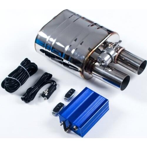 Car Exhaust Sounds Muffler 1 Inlet To 2 Outlet With Vacuum Pump Gas Silencer Universal Remote Controller