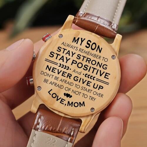 Engraved wooden+Stainless steel watch for men and women, anniversary gift for boyfriend and my man,my son,my wife ,my husband,my