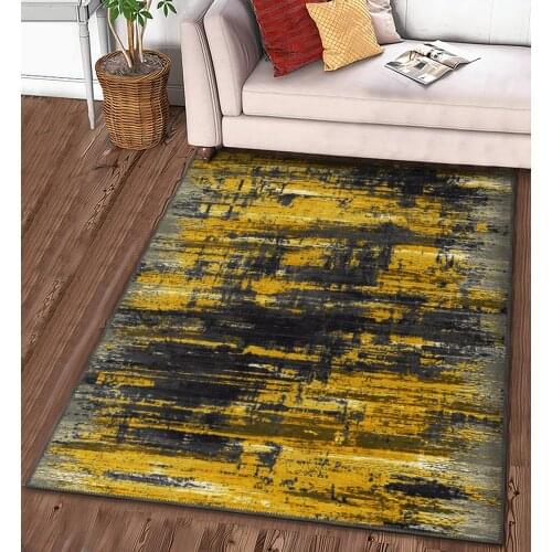 Desenli halı sarı gri orjinal desenli halı oturma odası yatak odası mutfak kaymaz bedava kargo halı kilim