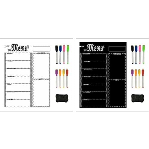 Magnetic Refrigerator Chalkboard,Weekly Menu, Meal Planner, Grocery Shopping List, Board, for Kitchen Fridge with 8 Color