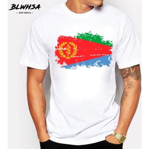 BLWHSA Eritrea Flag T shirt Fashion Short Sleeve 100% Cotton Summer T-shirts Hip-hop Eritrea National Flag Men Tees