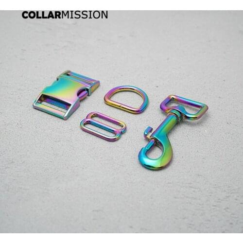 Metal buckle+adjust buckle+D ring+metal dog clasp/set) DIY dog collar rainbow 25mm webbing sewing accessories premium quality