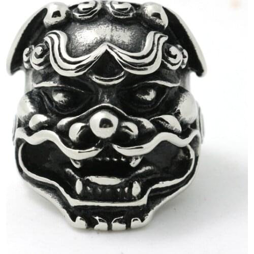 Support Dropship Size 7-14 Lion Head Ring 316L Stainless Steel Jewelry Band Party Men Boys Cool Ring
