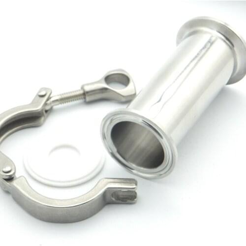 Sanitary Pipe Fitting Set 1.5" 38mm OD Sanitary Spool Tube 50.5mm Ferrule +PTFE Gasket +Tri Clamp Length 6" 152mm