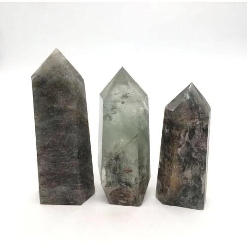 Natural green ghost phantom wand points quartz crystals energy healing stones home decoration