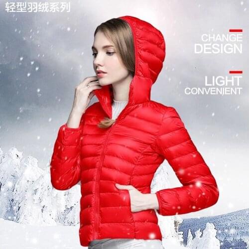Autumn and winter 2020 new lightweight down jacket womens hooded short large white down jacket