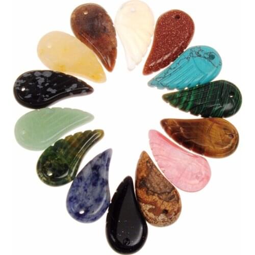 New Stylish Top Drilled Multi Style Quartz Stone Healing Point Chakra Reiki Angel Wings Pendant Jewelry for necklace&Earrings