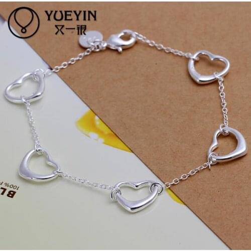 Charm Bracelets Link Chain silver plated bracelet for women men unisex jewelry hand chain H213 lovers Classic