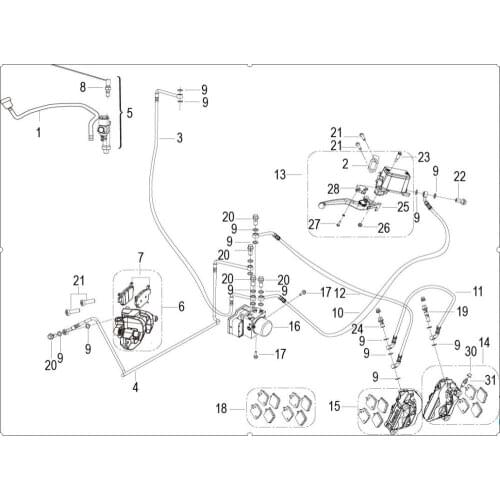 Front brake calipers rear brake caliper brake lever brake oil reserve cup brake pads brake tubes ABS Of Benelli TRK502