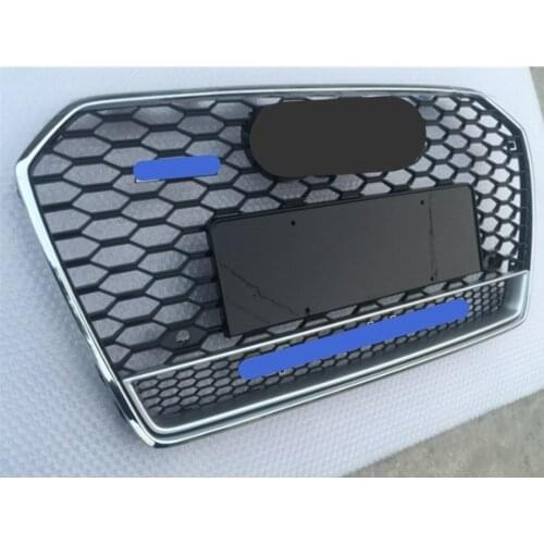 For RS6 style front sports hexagonal mesh honeycomb cover grille black for Audi A6/S6 C7 2016 2017 2018 auto parts