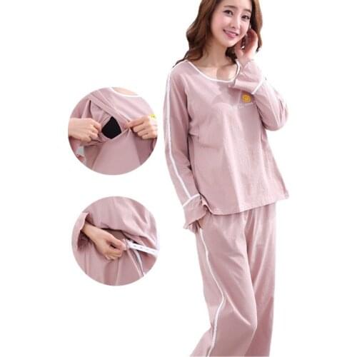 Breastfeeding pajama breast feeding nightwear maternity nursing pajamas set maternity nursing sleepwear pregnancy pyjamas autumn