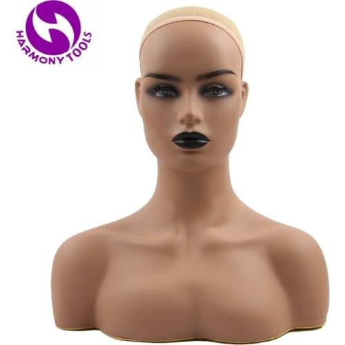 HARMONY 1 Piece Realistic Half Body PVC Training Mannequin Head With Double Shoulders for Display Wigs Hat Jewelry Wig Stand
