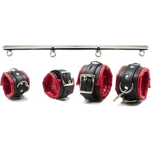 Stainless Steel Adjustable Spreader Bar Wrist/ Hands Cuff Ankle Cuffs Restraint,Doggy Role Play Handcuffs Anklecuffs BDSM Adults