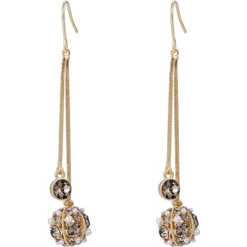 ONYSS Korean Style Ball Shape Pearl Earrings New 14K Gold plated Pendants Luxury 3A Zircon Jewelry Dangling Earrings Trend 2021