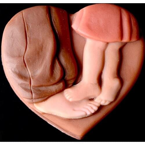 Nicole Love Heart Silicone Soap Mold with Cute Foot Pattern Handmade Chocolate Candy Mould