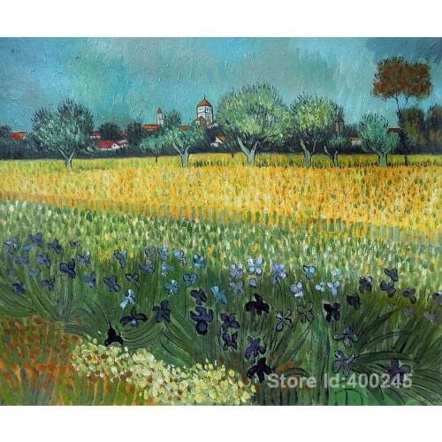 Modern art oil paintings VIEW OF ARLES WITH IRISES Vincent Van Gogh Reproduction canvas Hand painted High quality
