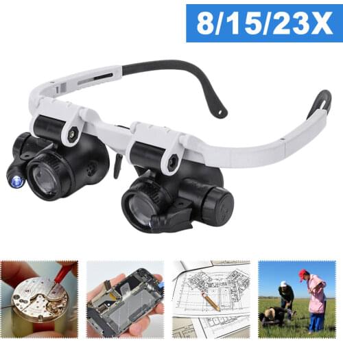 Jeweler Watchmaker With Led Light Magnifying Glass 8x 15x 23x Headband Magnifier Glasses Reading Led Magnifying Glass Glasses