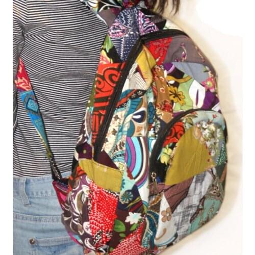 Vintage Bohemian Backpack Bag Women Seamless Patchwork Pure Handmade Bags Cotton Canvas Books Travel Bag Womens Backpacks