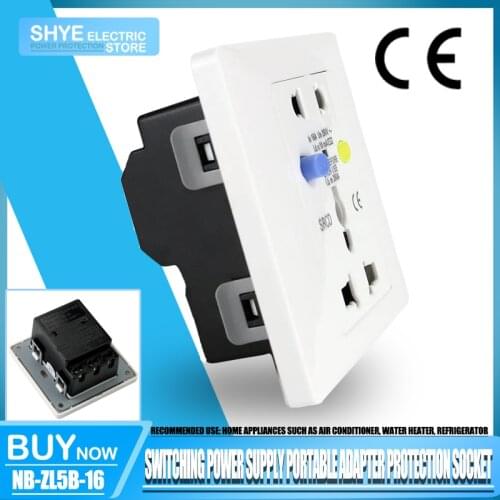 RCD Home Air Conditioner Wall Mount Embedded Type 86 Switching Power Supply Portable Adapter Protection Socket 100-240v (10A)