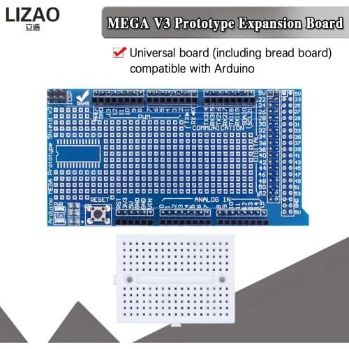 WAVGAT MEGA 2560 R3 Proto Prototype Shield V3.0 Expansion Development Board + Mini PCB Breadboard 170 Tie Points for arduino DIY