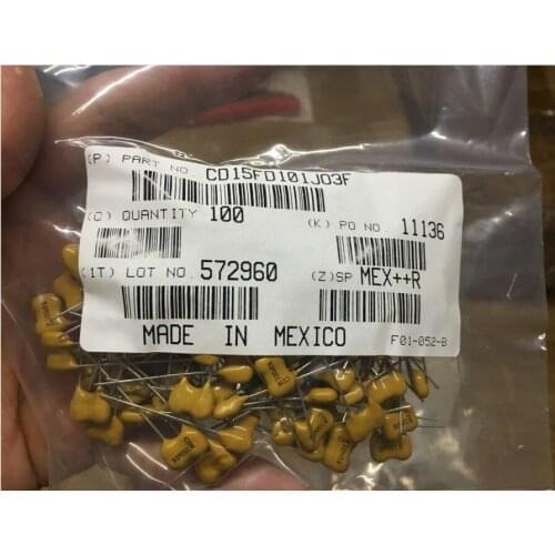 100PCS CD15FD101JO3F CDM100+-5% original mica capacitor CD15FD101J03F