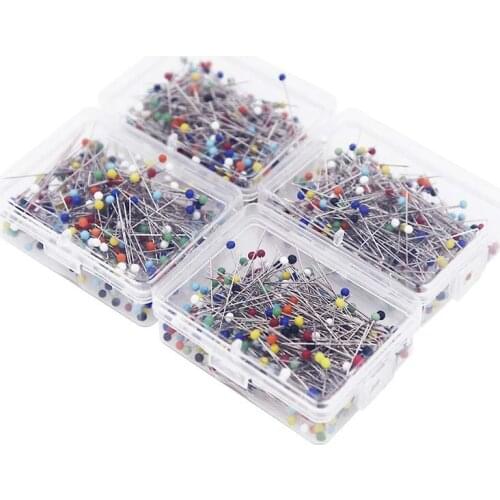 1000 Pieces Sewing Pins,1.5 Inch Multi-Color Glass Ball Head Pins,Straight Quilting Pins,Drawing Pin with Transparent Box for