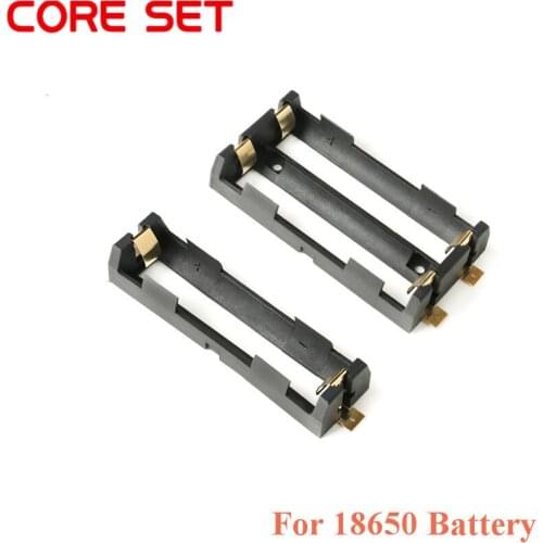 1x 2x 18650 Battery Storage Box Case 1 2 Slot Way DIY Batteries Clip Holder Container With Bronze Pins Black Plastic