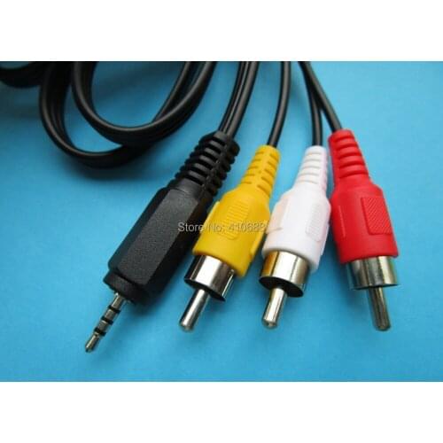 2 pcs Mini AV 2.5mm Plug to 3 Color RCA Male Plug Adapter Audio Video Cable 150cm(59inch)
