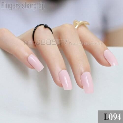 24pcs New popular rectangular section Candy color solid color long sectionsquare head false nails nude color R27 L094