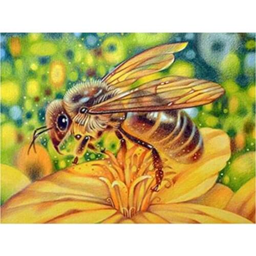 5D DIY Full Square Round Bee Animal Flower Rhinestone Picture Cross Stitch Embroidery Diamond Painting Mosaic Gift FC577