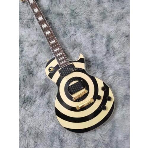 Free transportation, 6-string electric guitar, yellow black circle, customizable