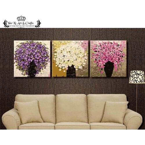 Unframed 3pcs White purple pink flower wall art picture canvas painting modern wall painting by numbers unfinished kits QW15