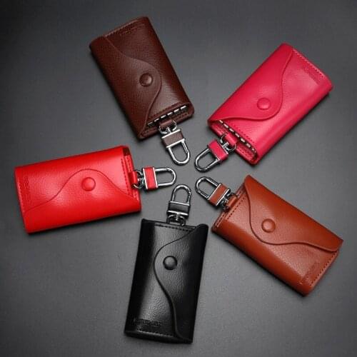 Genuine Leather Keychain Key Holder Organizer Pouch Cow Split Car Key Bag Wallet Housekeeper Key Case