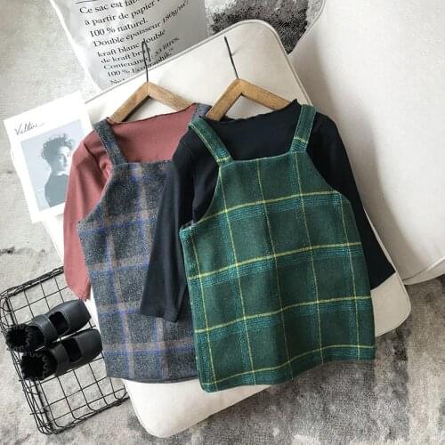 Mihkalev Kids Clothes Girls 2021 Autumn Clothing Sets Children Fall Outfits Tshirt+Plaid Dress Baby Girl Tracksuit Costume