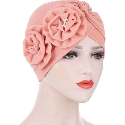 Fashion Head Wraps for Women Hairloss Cancer Headwear Hat Muslim Headscarf Cap Big Flower Female Turban Bonnet Turbante Mujer