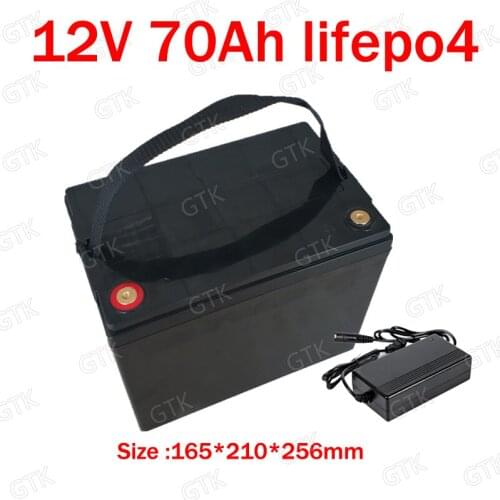 GTK Waterproof lifepo4 12v 70ah lithium battery 12v batteria BMS 4S 12.8V for golf cart boat toy car caravan light +10A charger