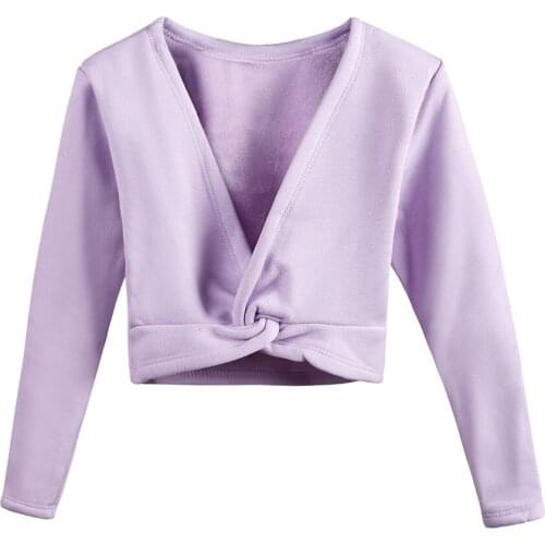 Little Girls Classic Long Sleeve Wrap Top Ballet Dance Cardigan Children Warm-up Gymnastics Costume