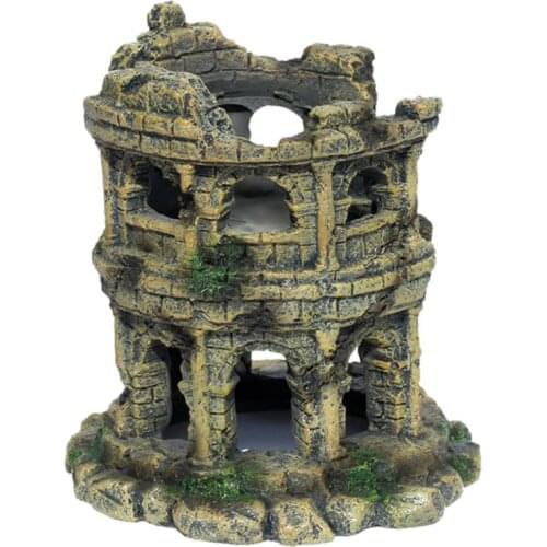 Colosseum Aquarium Fish Tank Landscaping Decoration Vintage Home Resin Hideaway Shrimp Breeding Hiding Cave Shelter Holes