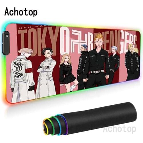 Tokyo Revengers RGB Mouse Pad XL Gaming Mousepad LED Anime Mause Pad Gamer Large Mouse Carpet Big Mause Pad PC Desk Mat