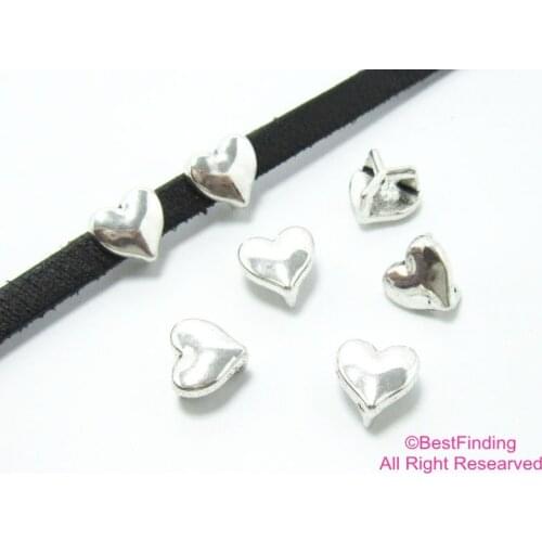 Heart sliders 5x2mm leather findings 6mm flat leather sliders FF223