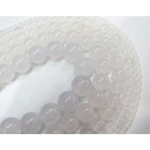 Natural Stone White Agates Round Gem Loose Strand Beads 15" Strand 4 6 8 10 12MM Pick Size For Diy Jewelry Making necklace