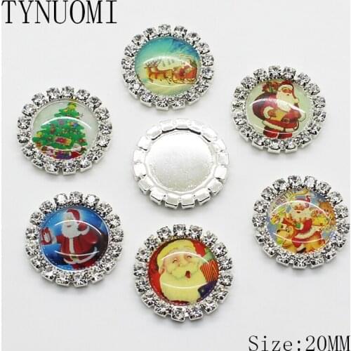 10pcs / lot20MM Round Decorative Rhinestone Button Christmas Clothing Decorative Accessories DIY Webbing Sewing Material